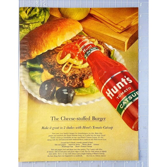 Hunts' Tomato Catsup "Make it great in two shakes with Hunts" Vtg Print Ad 1963 - Picture 2 of 3